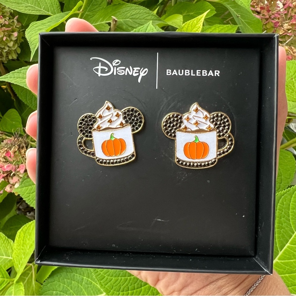 Disney x BaubleBar Mickey Pumpkin Spice Latte Mugs Earrings NEW